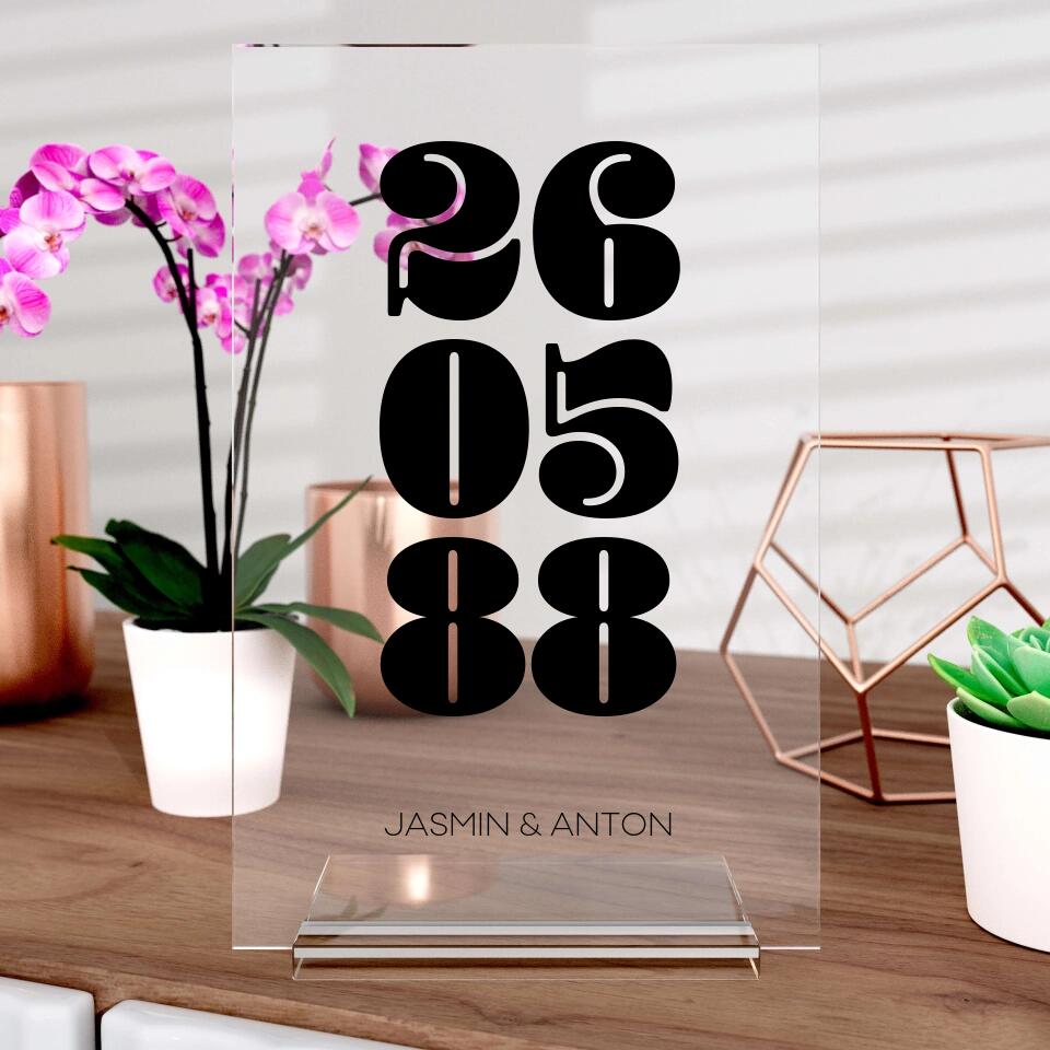 Unser-Datum Cover aus Glas