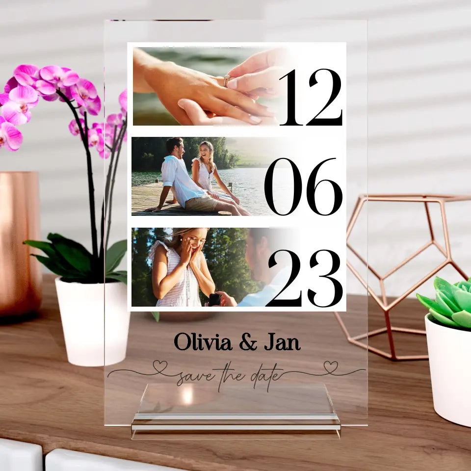 Save the Date aus Glas