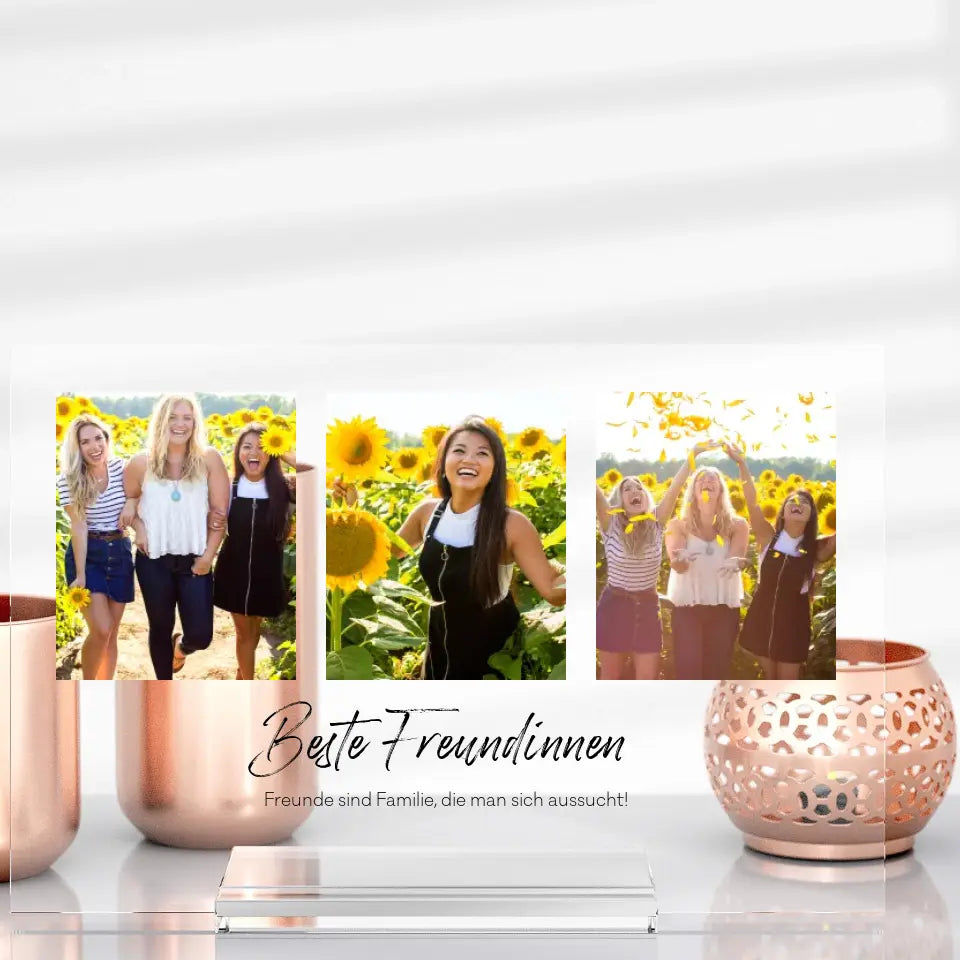 Collage-Aufsteller aus Glas