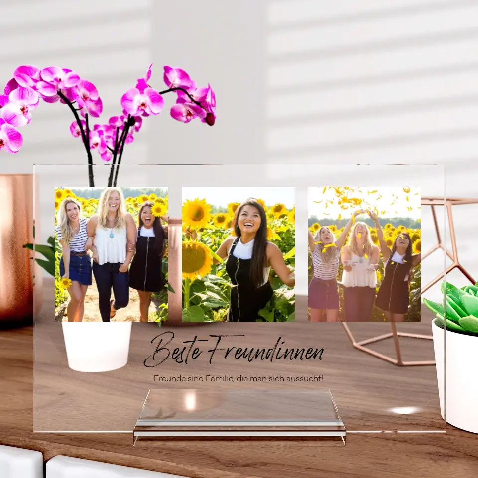 Collage-Aufsteller aus Glas
