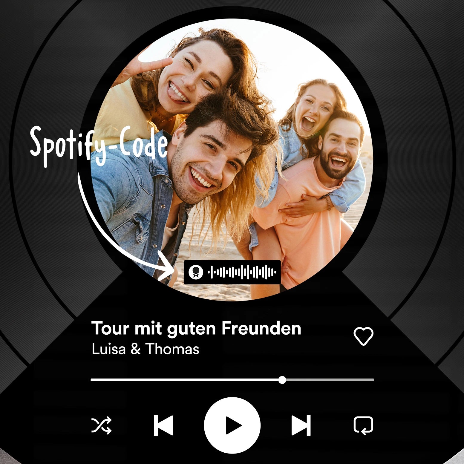 Verknüpfe deinen Lieblingssong mit einem Spotify-Code auf der Schallplatte